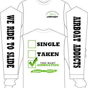 Single Taken To Busy Airboating Logo White LS T Shirt