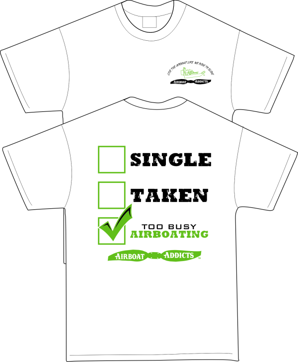 Single Taken To Busy Airboating Logo White SS T Shirt